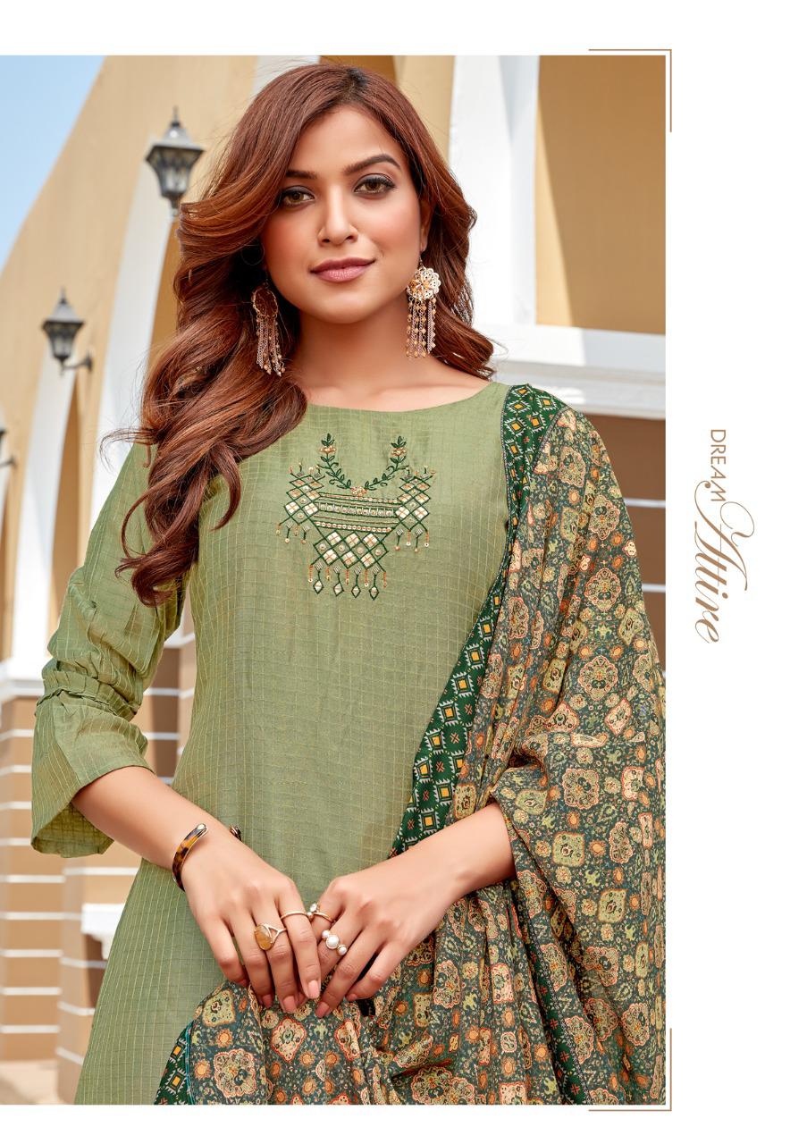 P3 Malhar  Latest Fancy Festive Wear Viscose Silk chex Pattern with Embroidery work With Gotta Patti Hand Work With Full Inner 	Silk Kurti With Bottom Collection 
